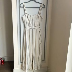 White and Black Striped Jumpsuit